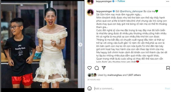 Lệ Quyên viết tâm thư mong con trai trở thành người đàn ông trách nhiệm, tử tế - 1