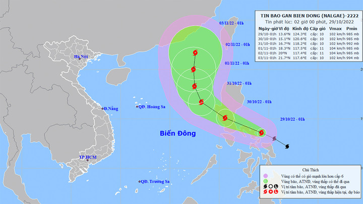 Bão Nalgae giật cấp 12 đang tiến vào Biển Đông - 1