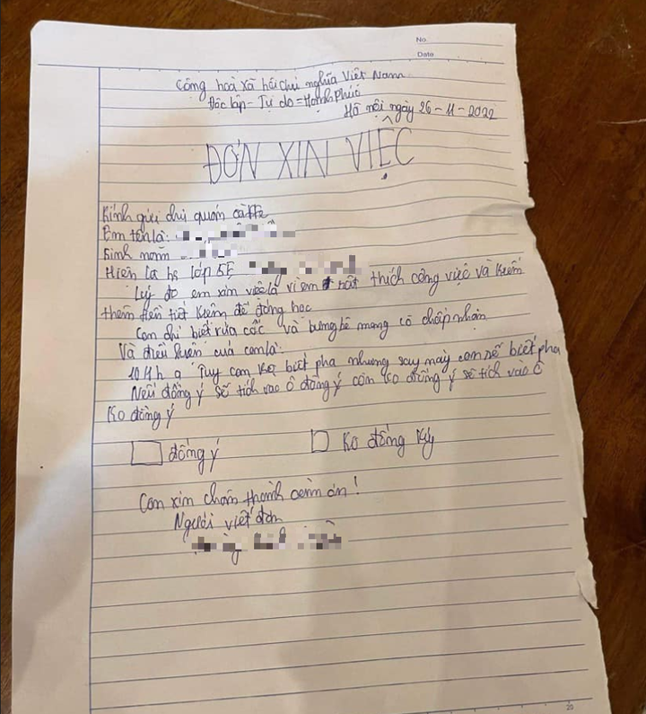 Cậu bé lớp 5 muốn đi làm để kiếm thêm tiền học phí, đọc đơn xin việc mà bật cười - 2