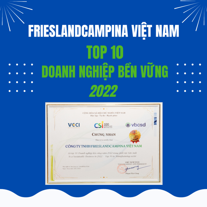 Sữa Cô Gái Hà Lan Việt Nam được vinh danh top 10 doanh nghiệp bền vững - 2