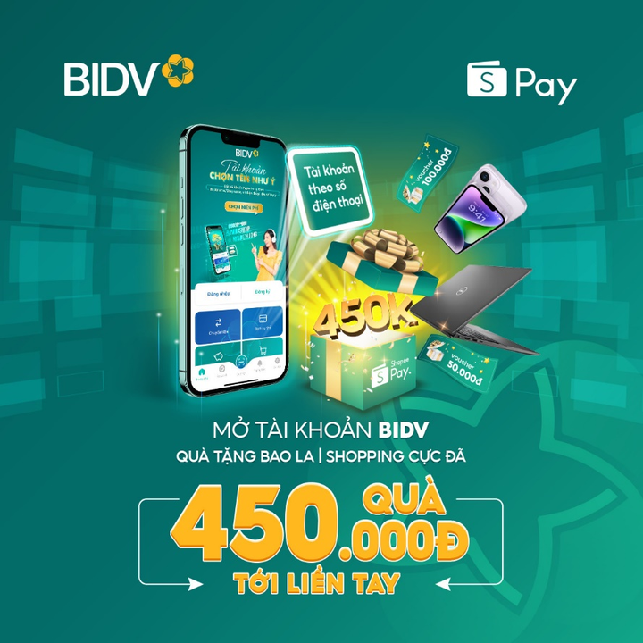 Nhận ngay 450.000 đồng khi mở tài khoản BIDV trên Shopee - 1
