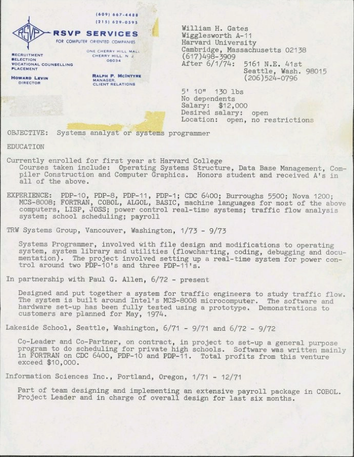 4 lỗi sai mà Bill Gates từng mắc khi viết CV xin việc - 1