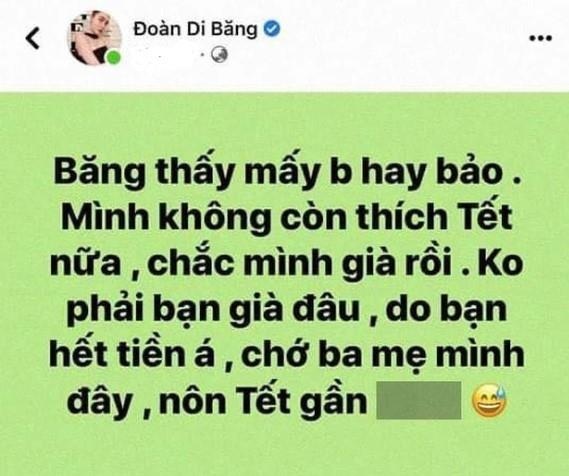 Đoàn Di Băng gây tranh cãi khi phát ngôn 'Hết tiền, nên không nôn Tết' - 1