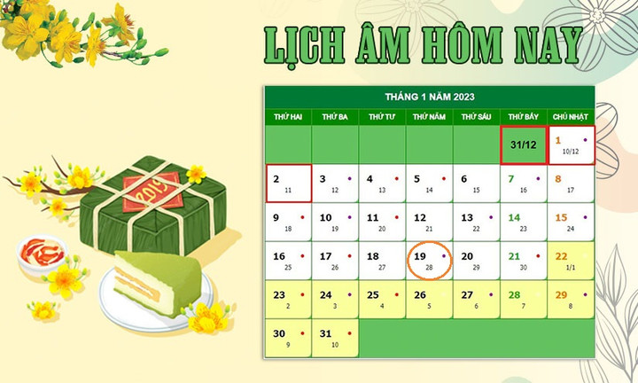 Lịch âm 19/1 - Tra cứu lịch âm hôm nay thứ 5 ngày 19/1/2023 - 1