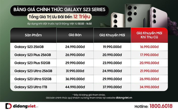 Tham khảo mức giá Galaxy S23 Series kèm ưu đãi hấp dẫn tại Di Động Việt - 2