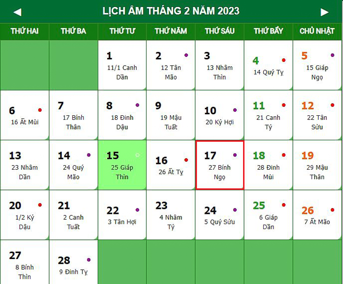 Lịch âm 17/2 – Âm lịch hôm nay 17/2 chính xác nhất - lịch vạn niên 17/2/2023 - 1