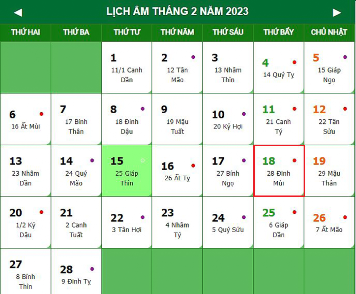 Lịch âm 18/2 – Âm lịch hôm nay 18/2 chính xác nhất - lịch vạn niên 18/2/2023 - 1