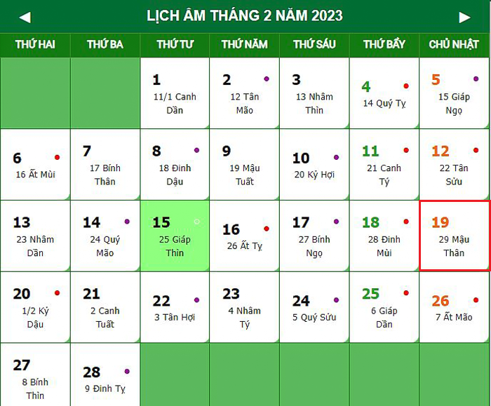 Lịch âm 19/2 – Âm lịch hôm nay 19/2 chính xác nhất - lịch vạn niên 19/2/2023 - 1