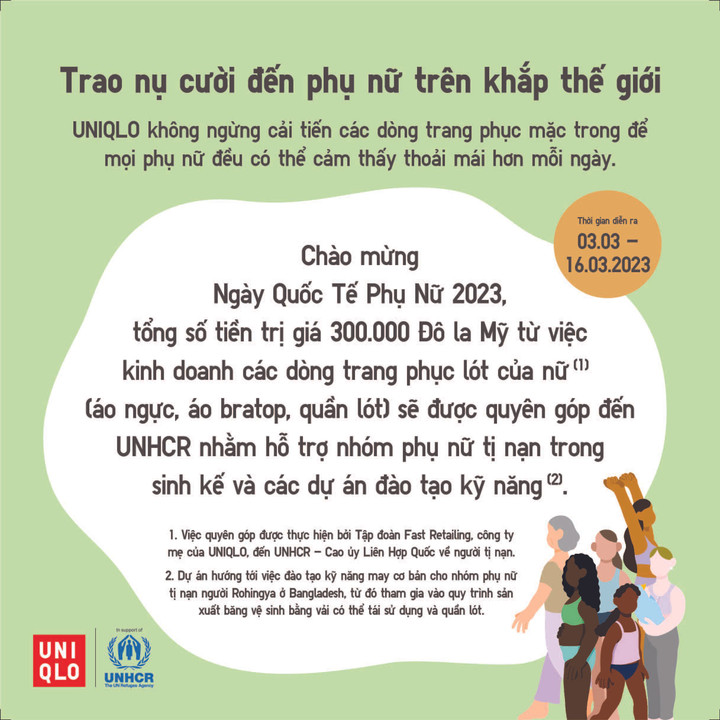 Tập đoàn Fast Retailing quyên góp 300.000 USD hỗ trợ dự án cho phụ nữ tị nạn - 1