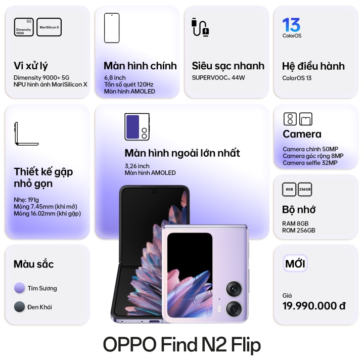 Oppo Find N2 Flip - đối thủ của Samsung Galaxy Z Flip mở đặt trước - 2