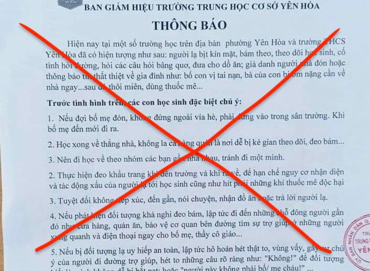 Bác bỏ thông tin học sinh lớp 7 ở Hà Nội bị đánh thuốc mê - 1