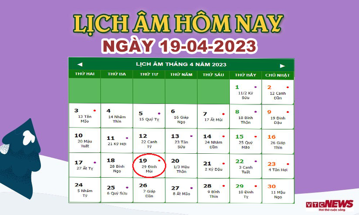 Lịch âm 19/4 – Âm lịch hôm nay 19/4 chính xác nhất - lịch vạn niên 19/4/2023 - 1