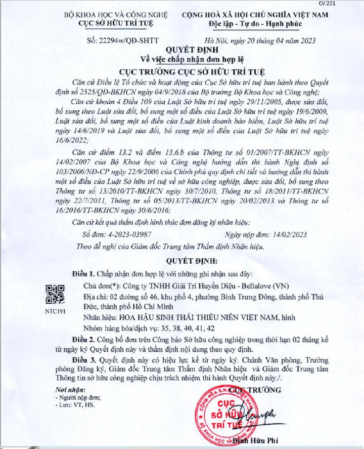 Làm rõ tranh chấp bản quyền tên gọi Hoa hậu Sinh thái Thiếu niên Việt Nam 2023 - 2