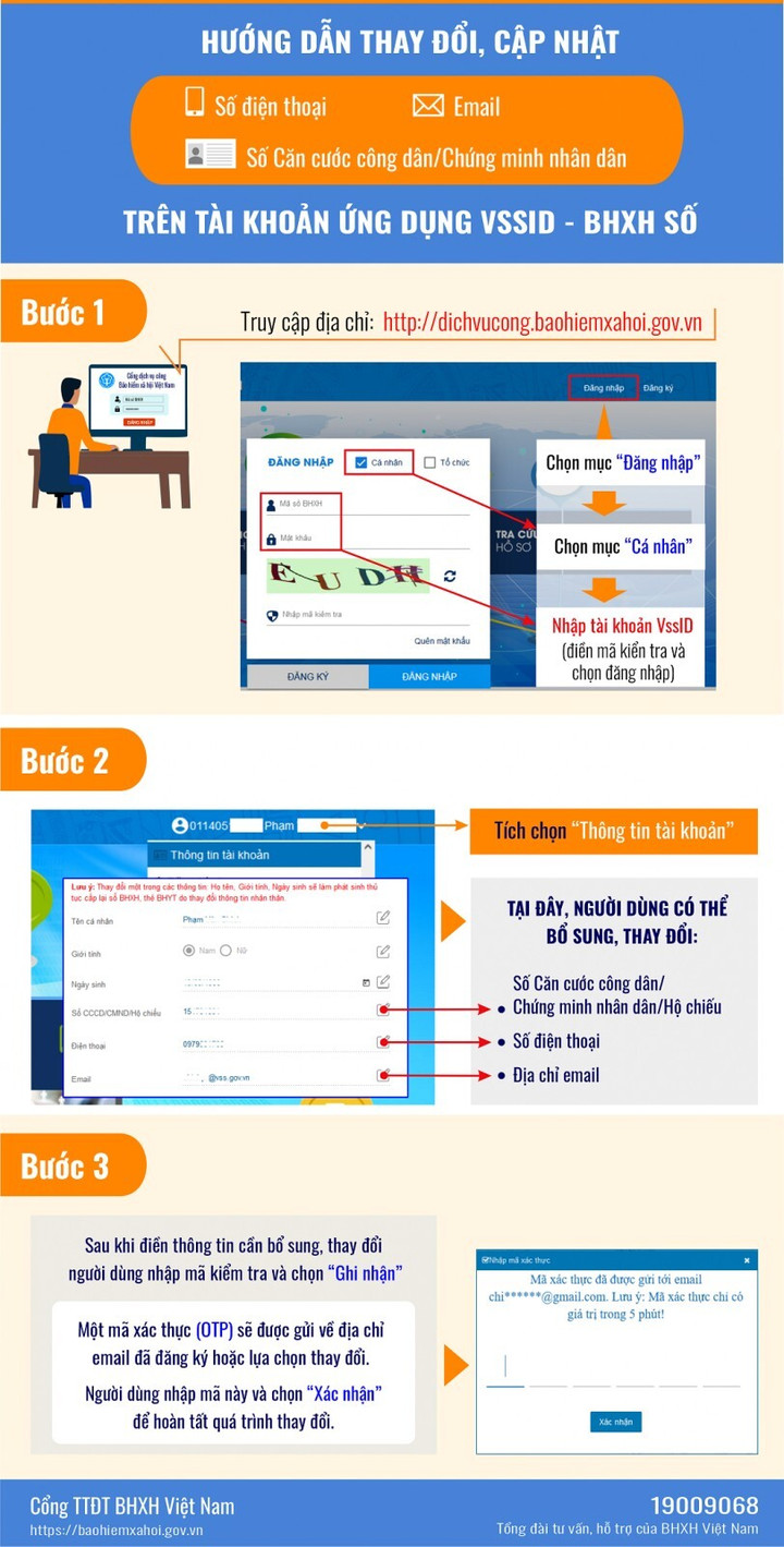 Hướng dẫn thay đổi, cập nhật tài khoản trên ứng dụng VssID - Bảo hiểm xã hội số - 1