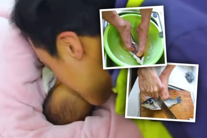 Người đàn ông dùng chân nấu ăn, chăm vợ đẻ gây 'bão' mạng - 1