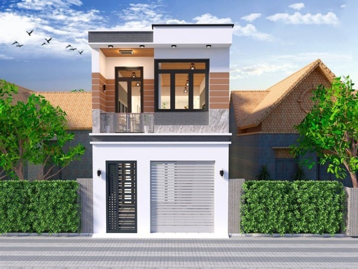 Thiết kế nhà phố 1 trệt 2 lầu theo kiến trúc hiện đại | Phan Kiến Phát  Co.,Ltd