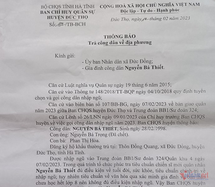 Kỷ luật chỉ huy trưởng quân sự xã làm sai lệch hồ sơ tân binh - 3