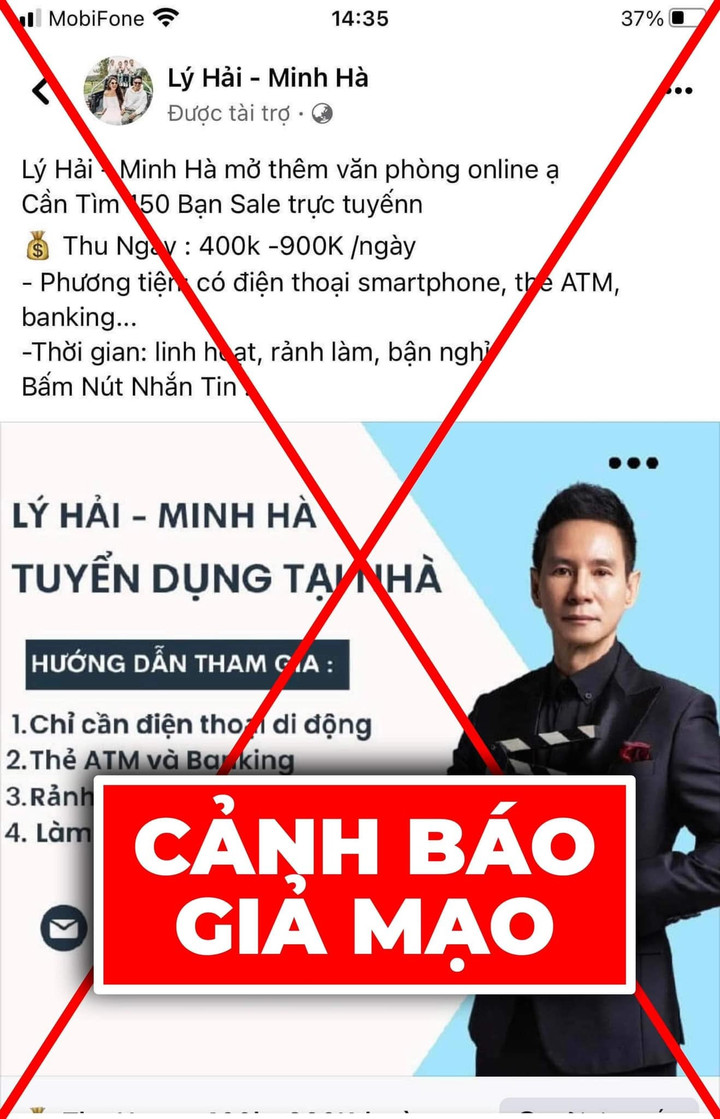Bị giả mạo facebook tuyển dụng 'việc nhẹ lương cao', vợ chồng Lý Hải lên tiếng - 1