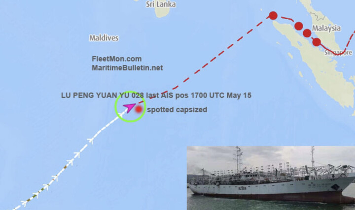 Tàu Trung Quốc bị lật giữa Ấn Độ Dương, 39 người mất tích - 1