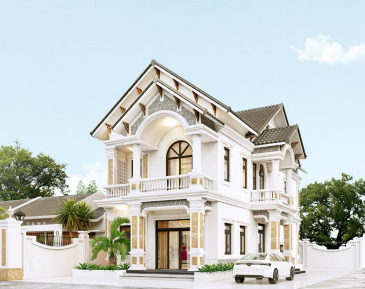 Ngắm những mẫu nhà 1 trệt 1 lầu tân cổ điển sang trọng - 3