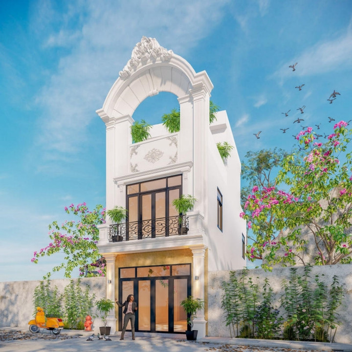 Ngắm những mẫu nhà 1 trệt 1 lầu tân cổ điển sang trọng - 7