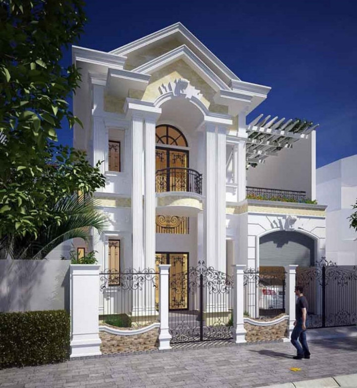 Ngắm những mẫu nhà 1 trệt 1 lầu tân cổ điển sang trọng - 9