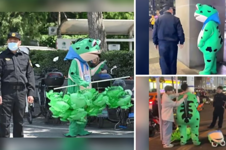 Dân mạng Trung Quốc tranh cãi video người bán bóng ếch bị đuổi trên đường phố - 1