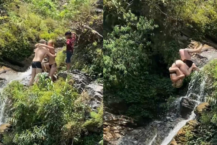 Rùng mình cảnh khách Tây ôm nhau nhảy xuống thác Du Già ở Hà Giang - 1