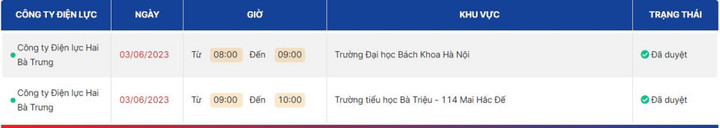 Lịch cúp điện hôm nay tại Hà Nội ngày 3/6/2023 - 3
