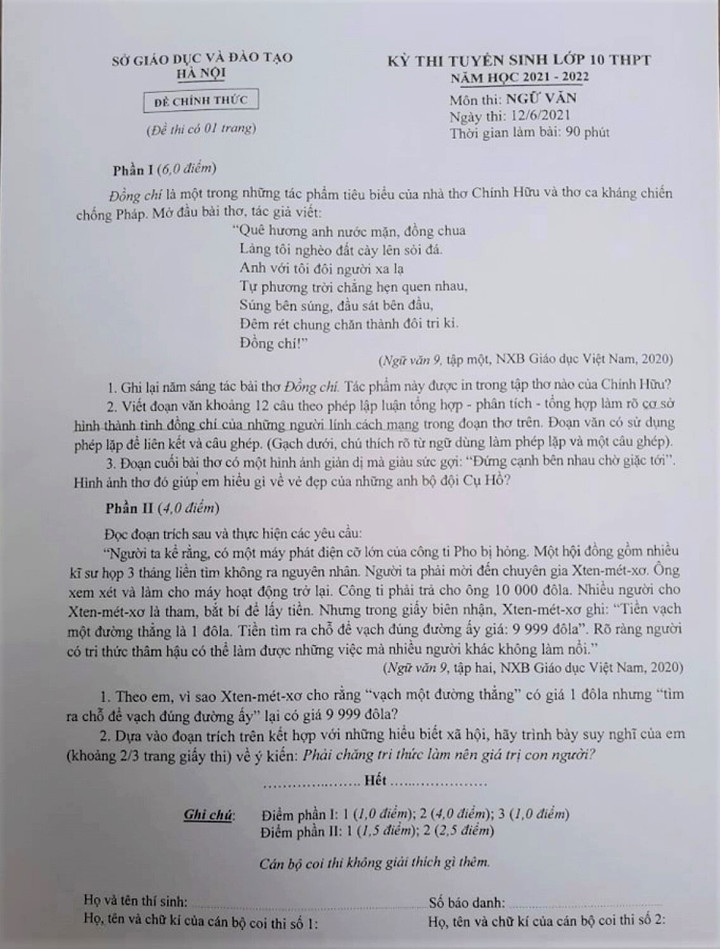 Muôn kiểu dự đoán đề thi Văn lớp 10 của sĩ tử Hà Nội - 6