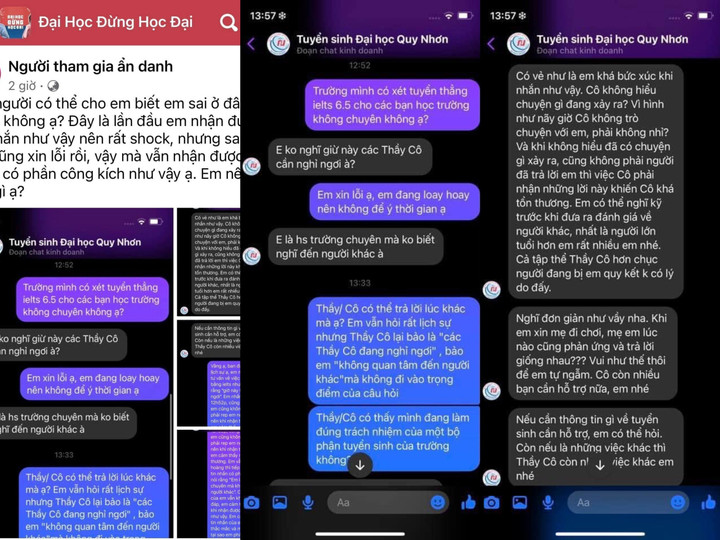 Tư vấn tuyển sinh công kích học sinh, Đại học Quy Nhơn phát thư xin lỗi - 2