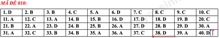 Gợi ý đáp án đề thi tiếng Anh vào lớp 10 Hà Nội mã đề 010 - 1