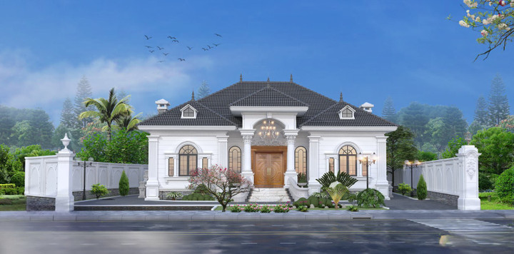 Cùng chiêm ngưỡng mẫu biệt thự 1 tầng tân cổ điển đẹp nhất hiện nay - 5