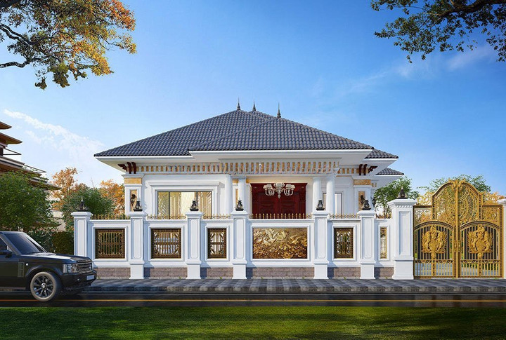 Cùng chiêm ngưỡng mẫu biệt thự 1 tầng tân cổ điển đẹp nhất hiện nay - 4