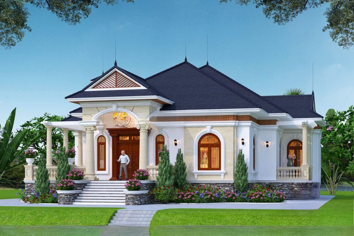 Cùng chiêm ngưỡng mẫu biệt thự 1 tầng tân cổ điển đẹp nhất hiện nay - 6