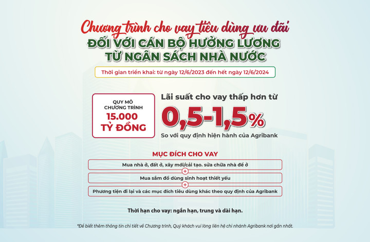 Agribank cho vay tiêu dùng ưu đãi đối với khách hàng hưởng lương từ ngân sách - 1
