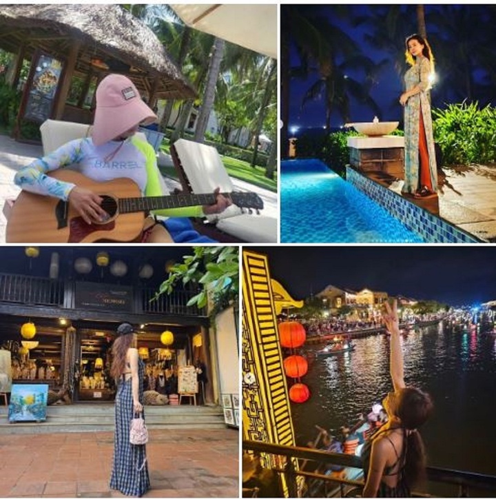 Thái Y Lâm diện áo dài, tắm biển ở Hội An - 1