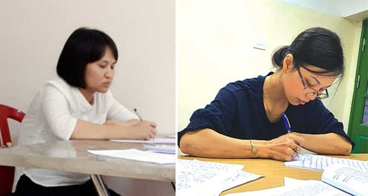 Vũ Kim Oanh và Nguyễn Thị Vân tại cơ quan công an. (Ảnh: Báo CAND)