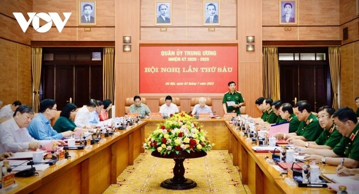 Toàn cảnh hội nghị Quân ủy Trung ương 6 tháng đầu năm.