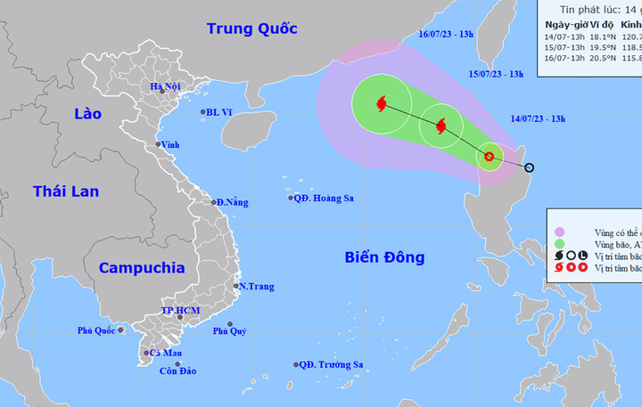 Đường đi của áp thấp nhiệt đới.