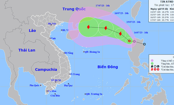 Đường đi của áp thấp nhiệt đới.