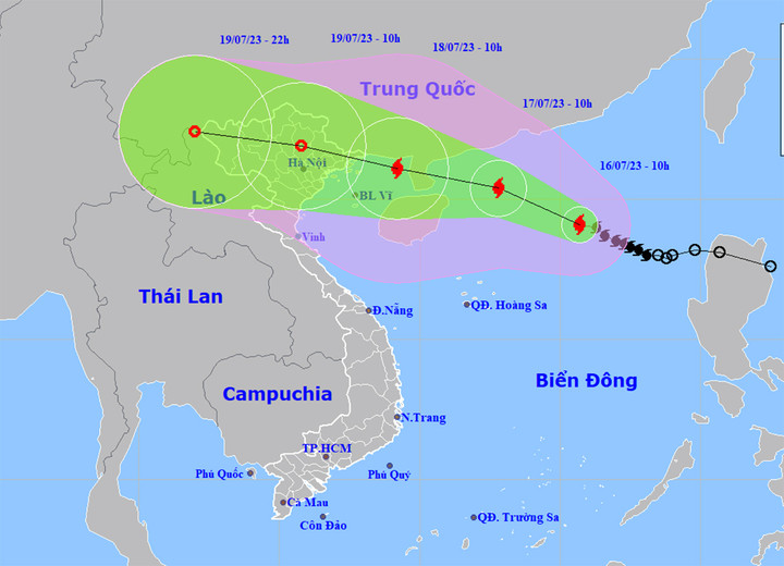 Dự báo đường đi của bão số 1.