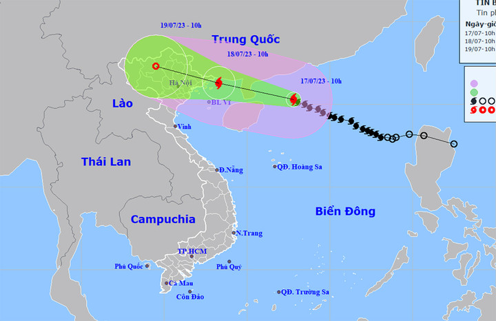 Dự báo đường đi của bão số 1.