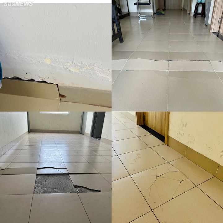 Nền nhà được chủ đầu tư thi công loại gạch lát nền không đúng chủng loại so với cam kết trong hợp đồng mua bán căn hộ. Đang trong thời gian bảo hành nhưng có quá nhiều nơi tại 2 tòa nhà gạch bị bong tróc, bị nổ từ khu vực sinh hoạt chung đến các căn hộ.