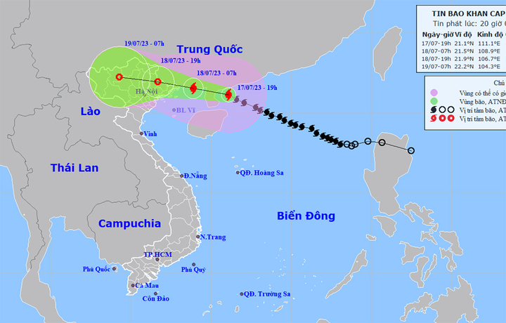 Dự báo đường đi của bão số 1.