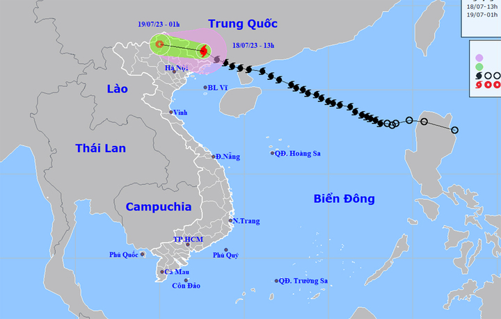 Đường đi của bão số 1.
