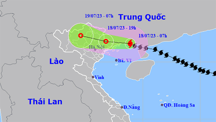 Đường đi của bão số 1. (Ảnh: NCHMF).