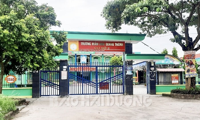 Trường Mầm non Quang Thành (Kinh Môn) cho trẻ nghỉ học từ ngày 18-19/7 để tránh bão số 1 Talim. Nhà trường cũng vừa tổ chức cắt tỉa cây xanh để tránh gây nguy hiểm đến tính mạng, tài sản trong mùa mưa bão (ảnh nhà trường cung cấp)