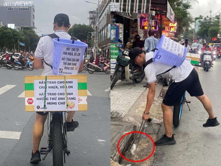 Đạp xe lượm ve chai, tặng tiền cho người nghèo ở TP.HCM  - 3