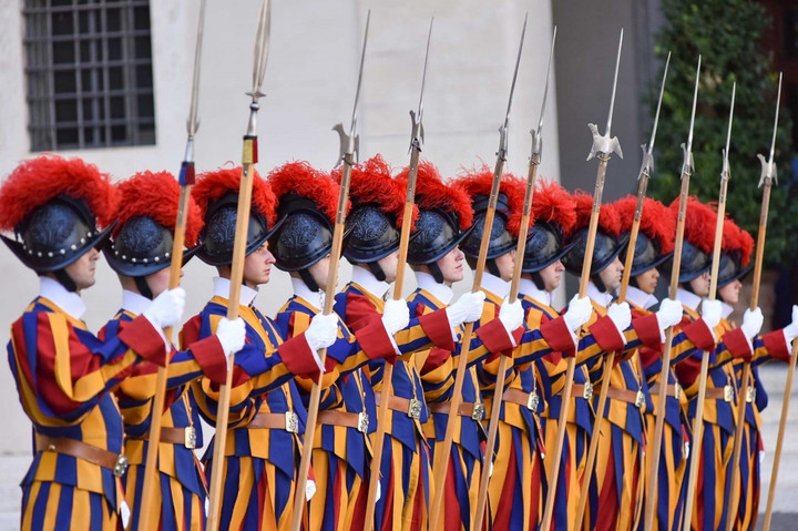 Đội tiêu binh danh dự tại lễ đón.